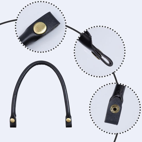 Semetall Purse Handles 2 Pcs 0.5'' Wide 15.7" Length Handbag Handles Black PU Leather Purse Strap with Button for Handbag and Handbag DIY Making A...