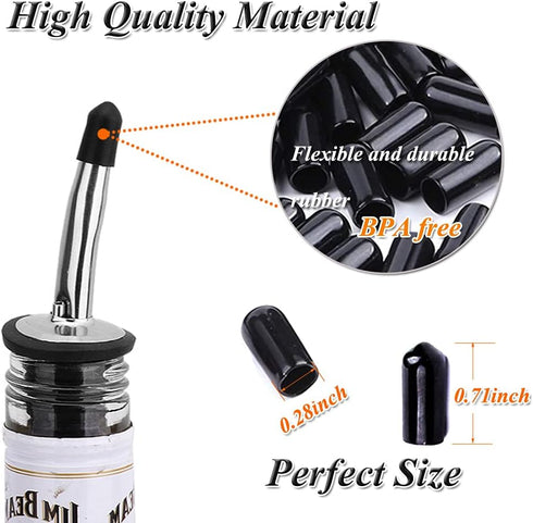 100 Pcs Pourers Dust Covers?liquor spout covers, Dispenser Spout Dust Rubber Caps for Olive Oil Liquor Bottles, Black (Black)...