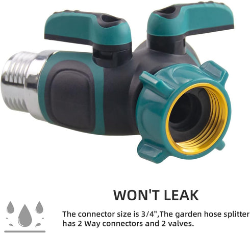 2 Pack Hose Splitter,2 Way Heavy Duty Garden Faucet,Garden Y Hose Connector Metal Body,Garden Hose Y Splitter for Outdoor and Indoor Use...