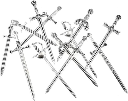 Assorted Rapier Swords Fencing Bookmark Charm Pendant for DIY Jewelry Making Accessaries(12pcs,Antique Silver)...