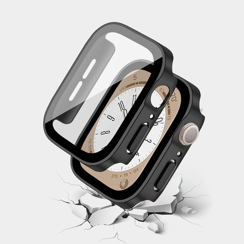 4 Pack Screen Protector for Apple Watch case Series SE 9 8 7 6 5 4 40mm 44mm 41mm 45mm 49mm Ultra Tempered Glass Waterproof Cover PC Protective Bu...