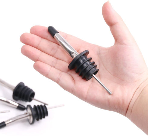Swpeet 15 Pcs Stainless Steel Liquor Bottle Speed Pourers Tapered Spout with Rubber Dust Caps Perfect for Pubs, Clubs, Restaurants, Bars, Coffee S...