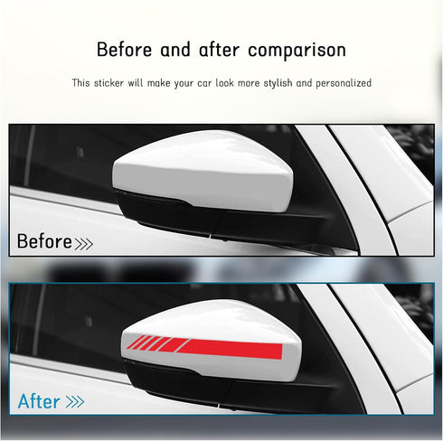 4PCS Car Rear View Mirror Stickers, Waterproof Auto Side Rearview Mirrors Decal Stripes, Universal Anti-Collision Striped Automotive Warning Strip...