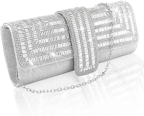 Yokawe Clutch Purses for Women Silver Rhinestone Purse Sparkling Crystal Evening Bag Party Prom Bridal Wedding Handbags...