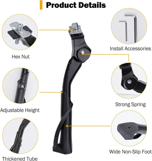 Cyfie Bike Kickstand for Kids Bike 18 20 22 inch Wheel, Center Mount Bicycle Kick Stand, Adjustable Child Kickstands for 18" 20" 22" Adult Mountai...
