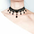 Boho Crystal Lace Choker Necklace Black Teardrop Necklace Choker Gothic Droplet Crystal Collar Necklace Retro Vintage 90s Necklace Chain Jewelry f...