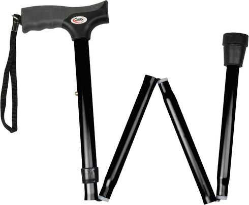 Carex Soft Grip Folding Cane - Foldable Walking Cane For Men and Women - Adjustable Height (33"-37"), Anti-Slip Rubber Tip, Soft Derby Style Ergon...