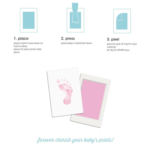 Pearhead Newborn Baby Handprint Or Footprint Clean-Touch Ink Pad Kit, No Mess Baby Safe Print Kit, Newborn Baby Girl Keepsake, 2 Impression Cards,...