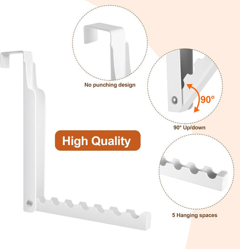 2pcs Over The Door Hooks for Hanging - Foldable Over The Door Clothes Hanger with 6 Groves, Extra Strong Over The Door Drying Rack for Hanging Clo...