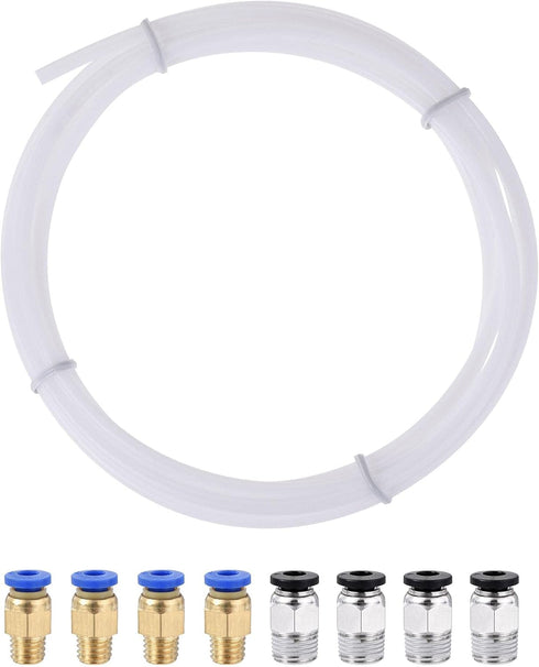 uxcell Pneumatic PTFE Air Tubing Kit with M8 G1/8 Push to Connect Fittings for Air Hose Line Pipe 4mm OD 2M White...
