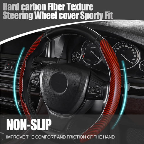 Steering Wheel Cover, Segmented Steering Wheel Protector, Carbon Fiber Anti-Slip and Durable Butterfly Cover, Universal Car Interior Accessories F...