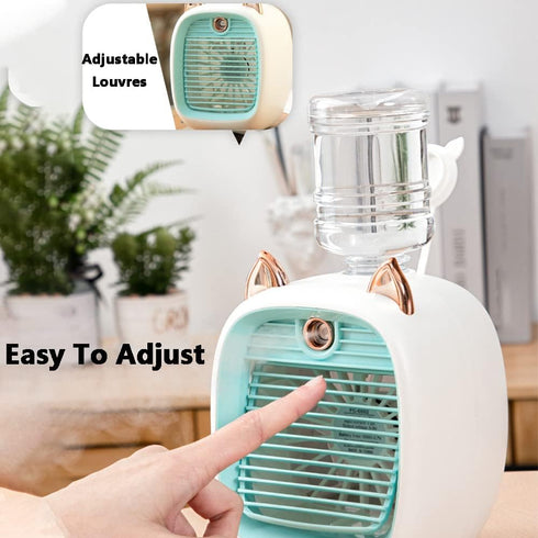 Mini Air Cooler Fan, Portable Air Conditioner 190ml Evaporative Mini Air Conditioner, 3 Speeds Portable Cooler Fan, USB Rechargeable Personal Air ...