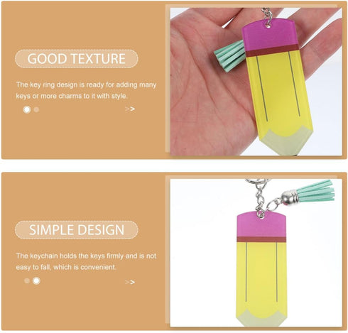 Tassel Keychain 6pcs Blank Tassel Pencil Keychain Letter Decor Cartoon Keychain Pencil Key Ring Decorative Bag Pendant Cartoon Keyring Decorations...