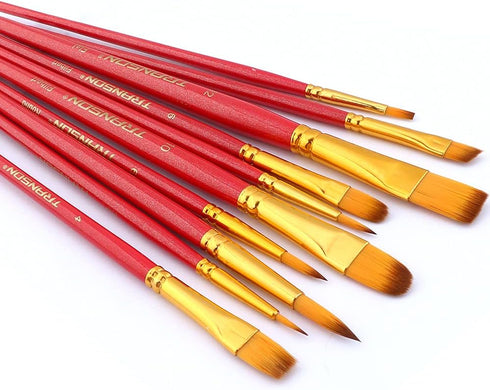 Transon 20pcs Artist Painting Brush Set for Acrylic Watercolor Gouache Hobby Craft Face Rock Painting Hot Pink...