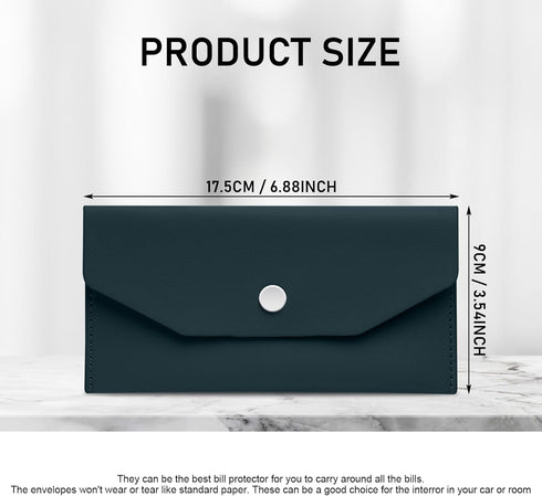 Cash Envelopes PU Leather, Budget Binder Money Envelopes Reusable Waterproof Budget Envelopes Cash Wallet 6.9x3.5 In (Blue)...