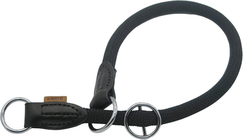 Braided Collar, Pro Training Dog Collar, No Pull Round Collar, Slip Collar with Slidable Stop Ring - Ideal for Medium/Large Dogs (M+(1/2") - 18" L...