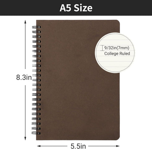 EUSOAR College Ruled Spiral Notebook, A5 3packs 5.5"X8.3" 120 Pages Lined Travel Writing Journal, Memo Notepad Sketchbook, Students Office Busines...
