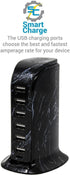 Aduro 40W 6-Port USB Desktop Charging Station Hub Wall Charger for iPhone iPad Tablets Smartphones with Smart Flow (Black Marble)...