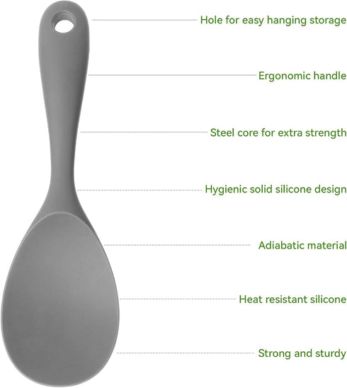 2Pcs Silicone Rice Paddle Spoon Rice Non Stick Rice Scooper Rice Spatula Heat Resistant Kitchen Serving Rice Spoon Paddle Large Rice Cooker Spoon ...