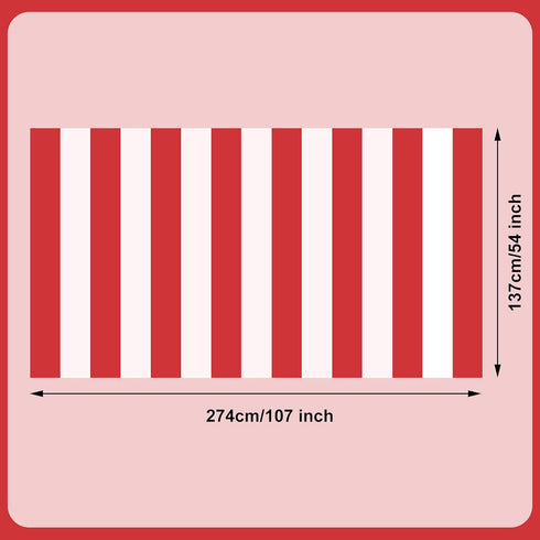 peony man 2 Pieces Red and White Striped Tablecloth Plastic Stripe Table Cover Carnival Circus Tablecloths Waterproof Rectangle Tablecloth for Hol...