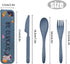 4 Sets Travel Utensils with Case - Astronauts Travel into Space, Wheat Straw Reusable Utensils Set with Case Portable Utensils Set with Case for T...