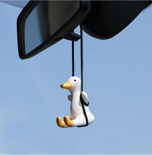 Swinging Duck Car Hanging Ornament, Cool Flying Duck Car Rear View Mirror Hanging Accessories, Auto Truck Interior Rearview Mirror Decoration Pend...