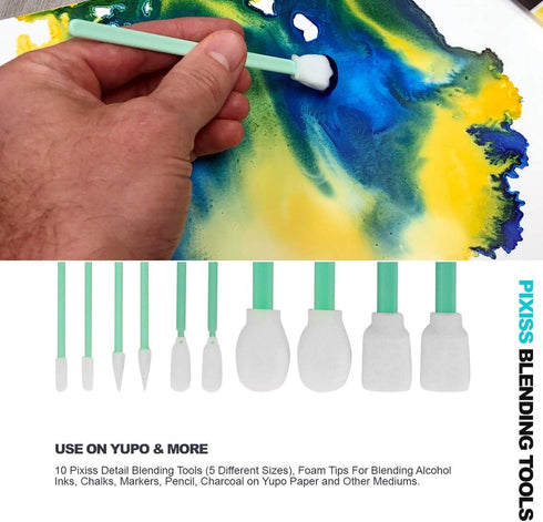 Alcohol Ink Blending Solution (4-Ounce), Pixiss Alcohol Ink Blending Solution Tools, Pixiss Needle Tip Applicator and Refill Bottles and Funnel - ...