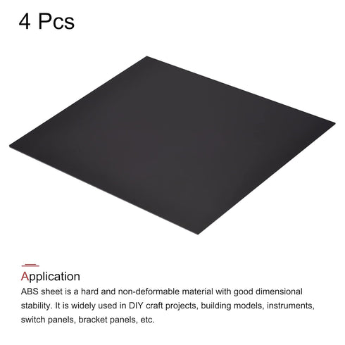 MECCANIXITY Black ABS Plastic Sheet 10x8x0.02inch for Building Model, DIY Crafts, Panel, Pack of 4...