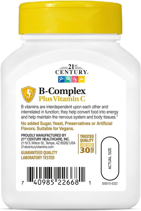 21st Century Healthcare, B Complex Plus Vitamin C, Tablets 100 Count (Pack of 1)...