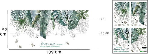 Tropical Leaves Wall Decals Removable Jungle Green Palms Tree Plant Wall Stickers for Living Room Kids Room Bedroom Playroom Decor...