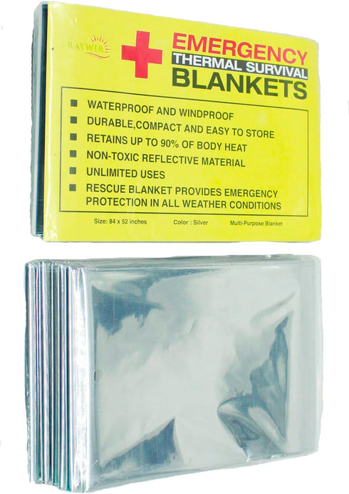 (4 Pack Emergency Thermal Survival Blankets, Mylar Blankets for Outdoor, Camping, Hiking, Survival, Large Silver Thermal Sheets, Heavy Duty Gear (...