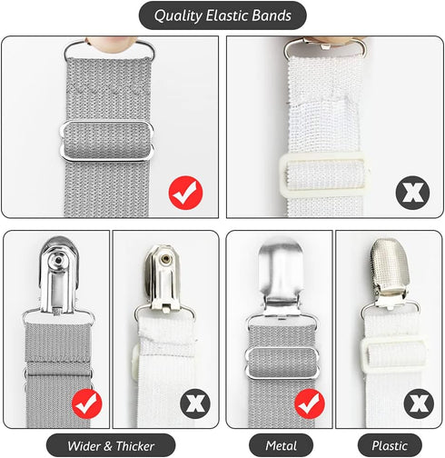 Foloda Bed Sheet Holders, 4 pcs Adjustable Fitted Sheet Straps for Bed Corner, bedsheet Holder Clips Fasteners Suspenders Locker Gripper Scrunchie...