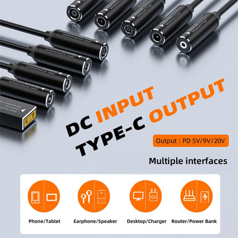 cablecc 7.4x5.0mm Input DC Jack to USB-C Type-C Power Plug Charge Cable for PD 9V 15V 20V 65W Laptop Phone...