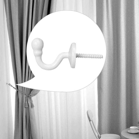 2 Pairs Curtain Hooks for Drapes, European Style Curtain Hook, White Window Curtain Holdback Hooks Tiebacks, Heavy Duty Wall Mounted Hooks for Cur...