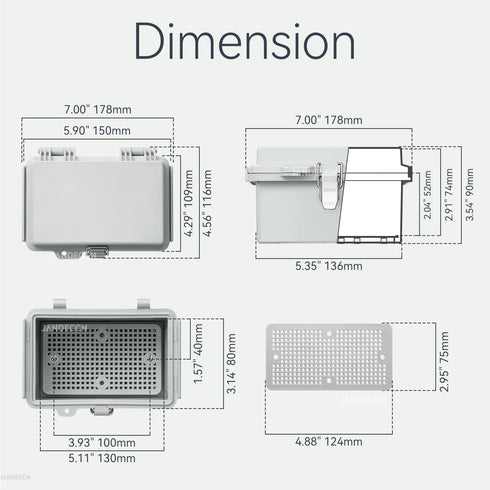 Waterproof Electrical Junction Box, Hinged Cover, IP67 Weatherproof ABS Plastic Enclosure with Mounting Plate, Wall Brackets (5.9"*3.9"*3.5", Grey...