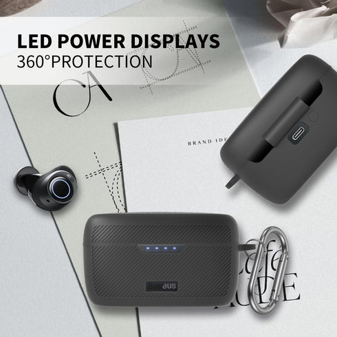 Silicone Case Compatible with Baseus Bowie MA10, Shock-Proof Waterproof Portable Protective Cover for Baseus Bowie MA10 Wireless Earbuds [Front LE...