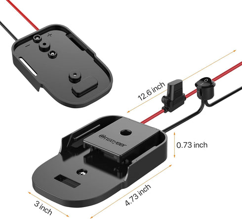 Power Wheel Adapter with Fuse & Switch, Secure Battery Adapter for Ridgid AEG 18V Hyper Lithium Battery, with 12 Gauge Wire,Good Power Convertor f...