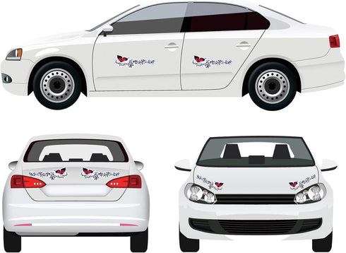 OIIKI Butterfly Flower Car Stickers, 2 Sets - Vinyl Side & Bumper Decals, Universal Scratch Resistant - Red & Black (4 Pcs)...