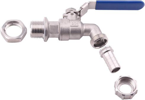 DERNORD Stainless Steel Ball Valve - 1/2 Inch Weldless Bulkhead for Building Home Brew Kettle/Mash Tun...