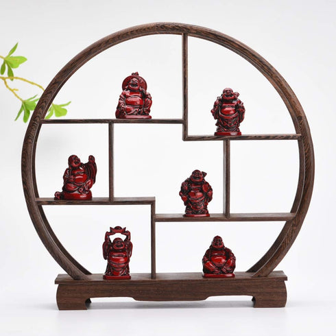 BRABUD Feng Shui 2in Red Resin Laughing Buddha Statue Figurines Set of 6 BS001...
