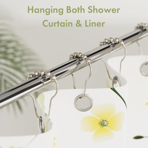 Amazer Shower Curtain Hooks, Decorative Rust Proof Stainless Steel Shower Curtain Hooks for Bathroom Shower Rods Set of 12, Polished Nickel...