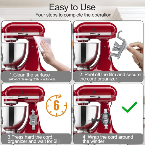 Cord Organizer for Kitchen Appliances, 6 PCS Sticky and Sturdy Cord Wrapper, Kitchen Appliance Cord Organizer Stick on Small Appliances, Mixer, Pr...