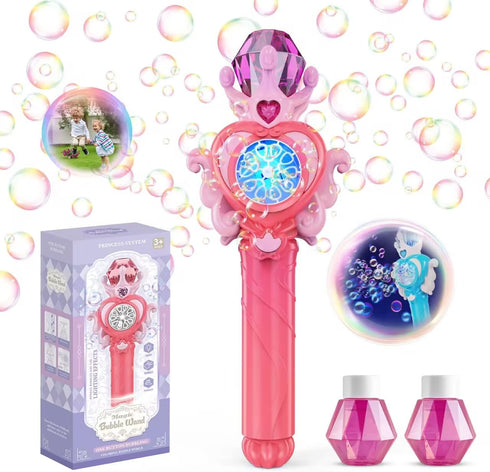 PANACARE Magic Bubble Wand for Kids Bubble Machine with Light /10000+Bubbles/10 Holes Automatic Bubble Blower Portable Outdoor Bubble Maker Toys G...