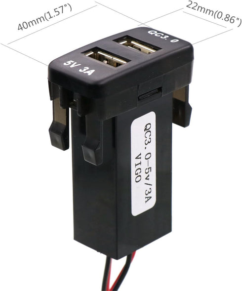 QC3.0+5V 3A Dual USB Power Socket, Quick Charge Car Charger USB Adapter for Smart Phone PDA Android GPS Use for Toyota VIGO...