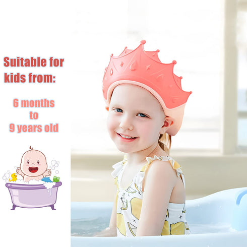 Baby Shower Cap Shield, Shower Cap for Kids, Visor Hat for Eye and Ear Protection for 0-9 Years Old Children, Baby Hair Washing Guard, Baby Bath H...