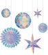 BTSD-home Iridescent Party Decorations with Hanging Honeycomb Ball Decorative Paper Fan Snowflake Garlands Birthday Wedding Christmas Disco Party ...