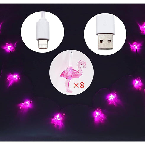 Pink Flamingo USB Christmas Light Phone Charger Cord Designed for Women 50 Inch Compatible with Phone 5~14 Series......