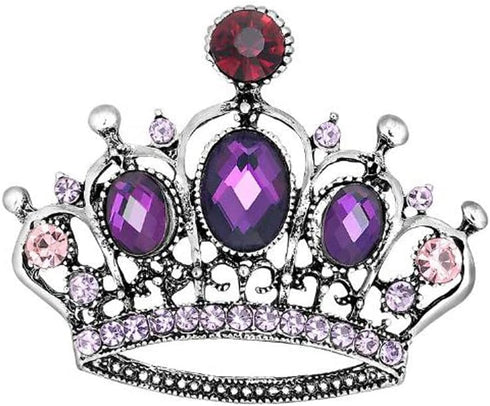 Rhinestone Crown Pin Brooch Women Pin Brooches Purple and Red Crown Lapel Pin Charm Jewelry Clothing Wear Accessori Fashion Couple Gifts...