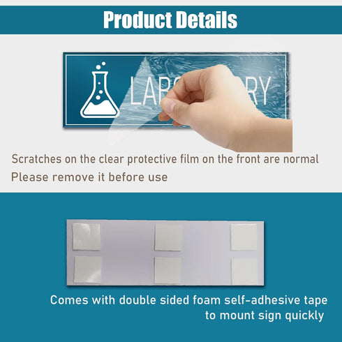 9"x3" Laboratory Sign Self-adhesive Door Wall Window Signage for House Home Office School (Blue)...