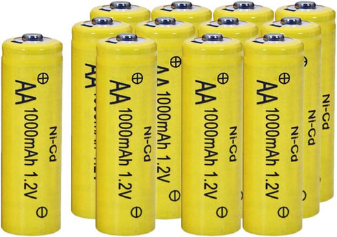12 Counts 1.2V NI-CD AA 1000mAh Outdoor Solar Rechargeable Batteries Long Lasting for Landscape Lawn Lamps,Pathway Lights...